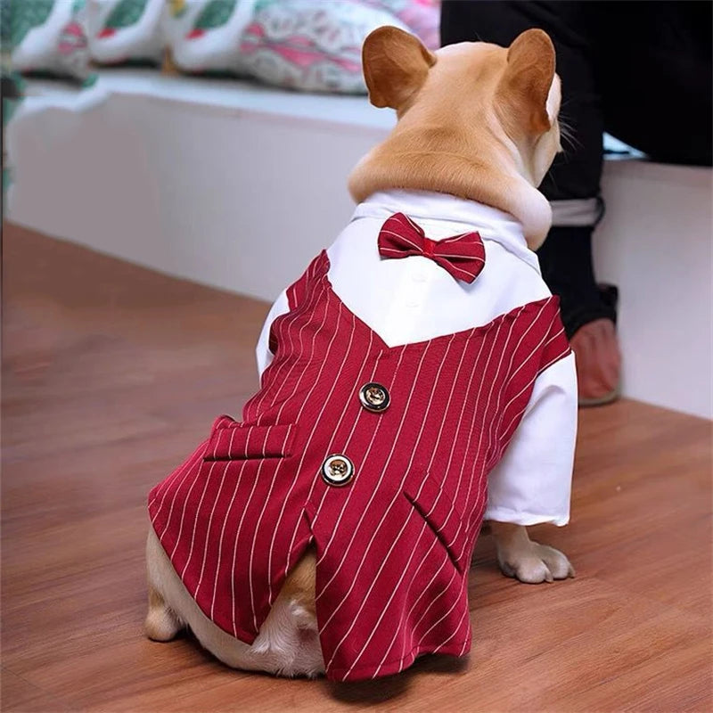 French Bulldog Pet Party Suit Tuxedo Weeding Formal Dog Clothes for Small Dogs Clothing Puppy Pug Corgi Shirts mascotas Costume