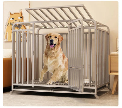 Large Dog House Dog Cage Heavy Duty Metal Kennel Indoor Outdoor Pet Cage For Big Dogs Wholesale Strong Steel Frame
