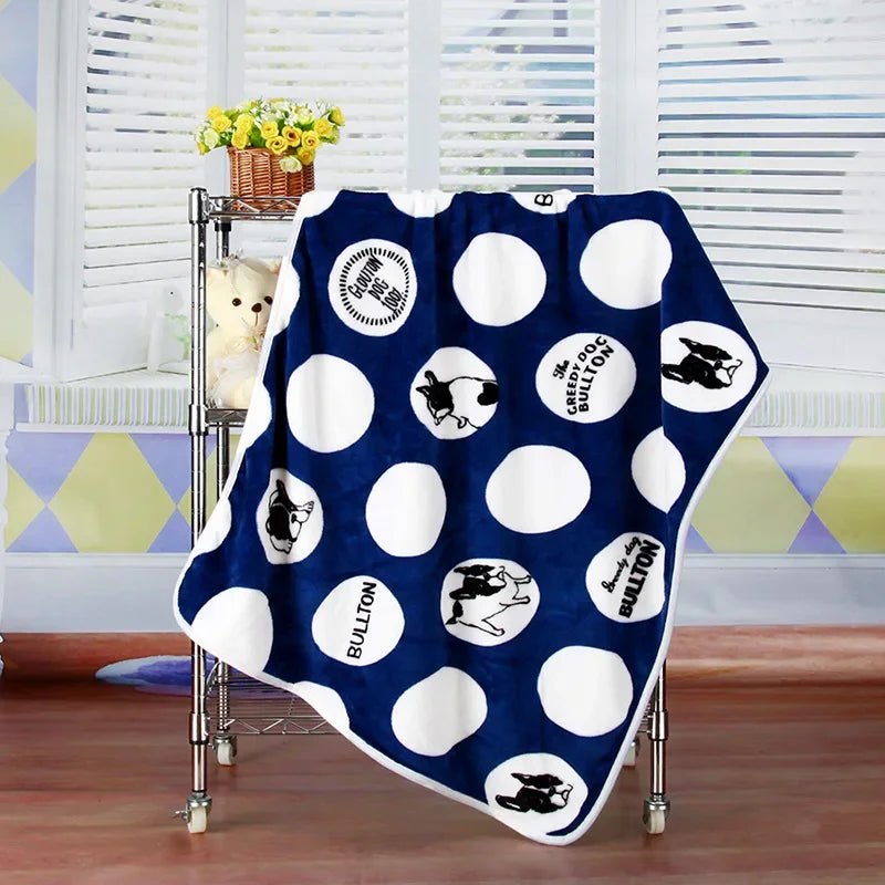 100x75cm Warm Pet Beds Cover Mat Thickened Coral Fleece Dog Blanket Soft BullDog Printed Quilt  Pet Sleeping Blanket Pet Mat