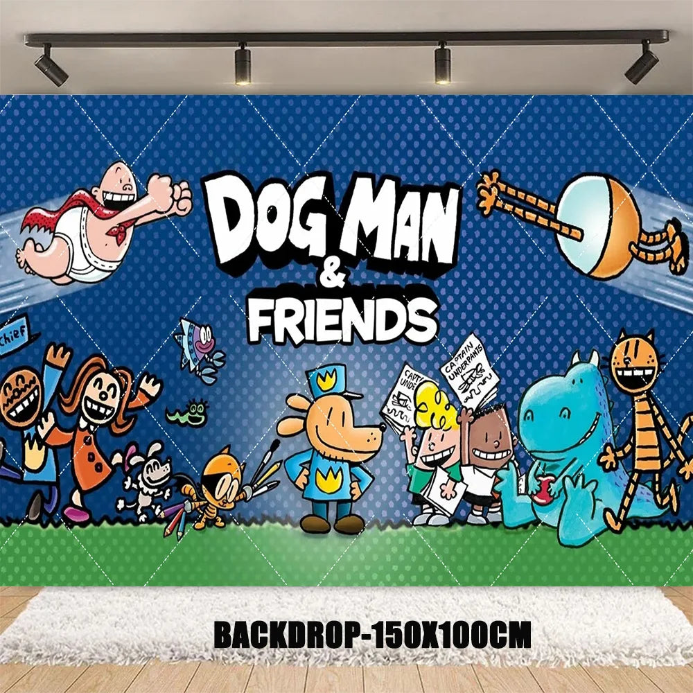 Cartoon DOGS MAN Theme Birthday Party Supplies Decoration Best Friend Balloon Banner Backdrop Cupcake Topper for Kids Child Gift