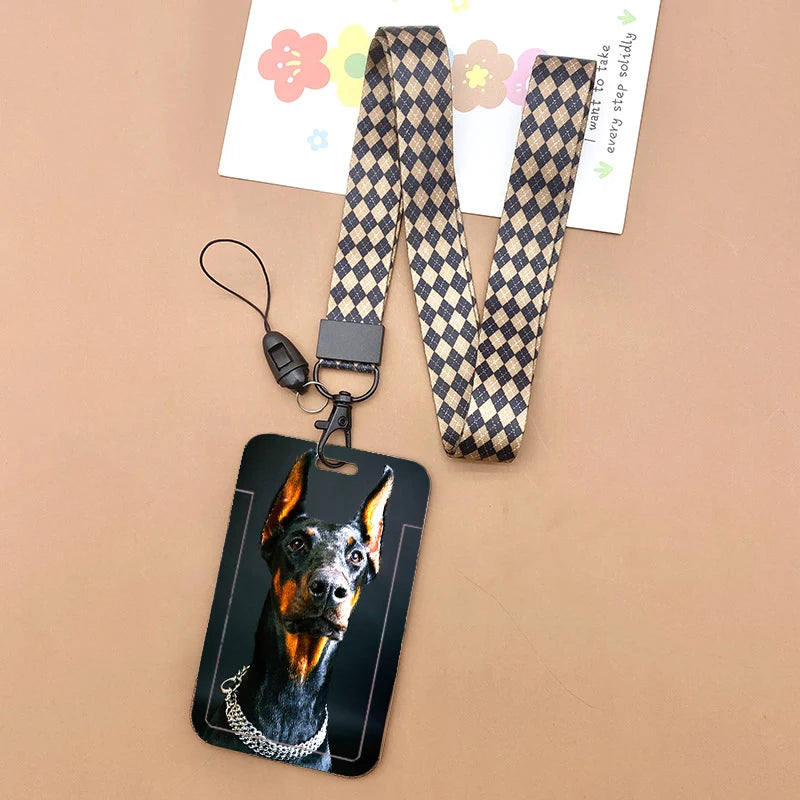 Cat and dog pattern Bank Credit ID Card Student Bus Card Holders Storage Protective Shell Pendant