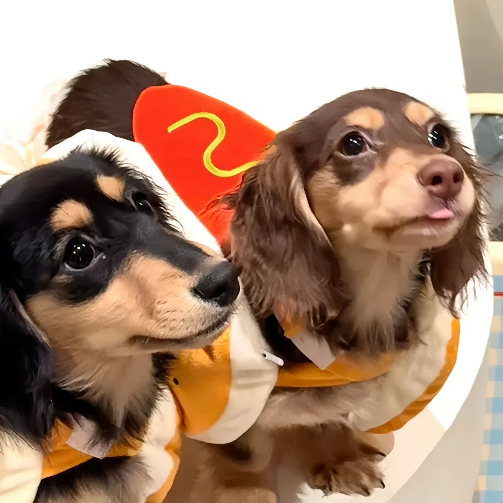 Funny Halloween Dog Costumes Large Small Dogs Cat Hot Dog Shaped Adjustable Pet Clothes Pets Party Costume Suit Bulldog Supplies