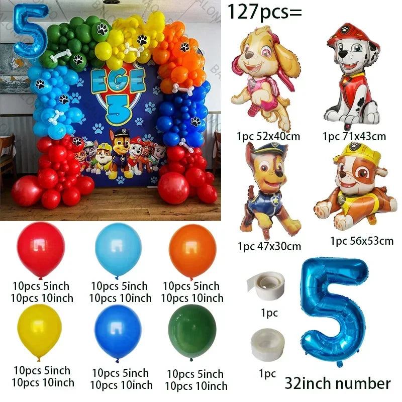 1set Dog PAW Patrol Aluminum Balloons figure 1 2 3 4 5 6 year old birthday party decoration Balloon Baby