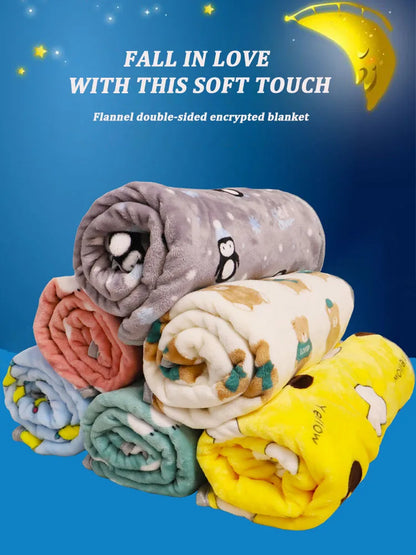 Soft Fluffy Flannel Dog Blanket Cute Cartoon Print Pet Bed Sheet Mat Warm Breathable Cat And Dog Sleeping Blankets Pet Supplies