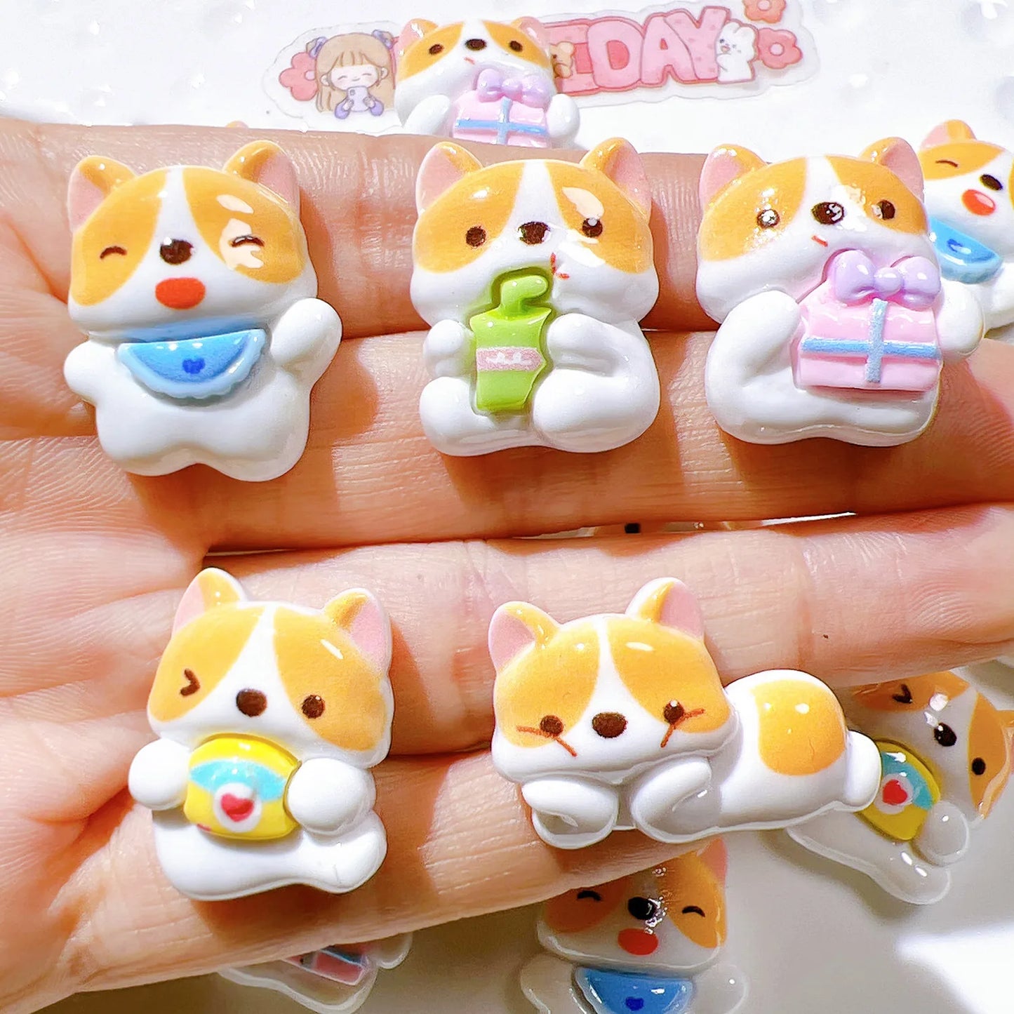 5pcs Cute Cartoon Corgi Magnetic Refrigerator Stickers - Dog Shape, Perfect for Blackboards & Message Boards Playful Design
