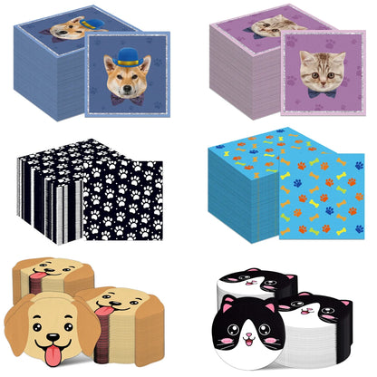 20pcs Cartoon Dog Disposable Napkins Dog Decoration Paw Prints Dog Themed Kids Birthday Party Baby Bath Decoration Supplies