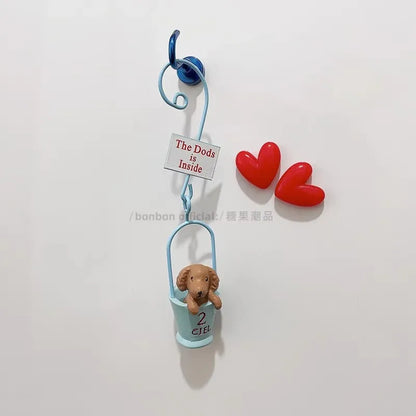 3D Fridge Magnet Puppy Cartoon Cat and Dog Refrigerator Stickers  Anti-theft Entrance Door Decorative Magnetic Creative Message