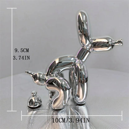 Cute Balloon Dog Puppy Poop Statue Resin Animal Sculpture Home Decor Resin Craft Office Decor
