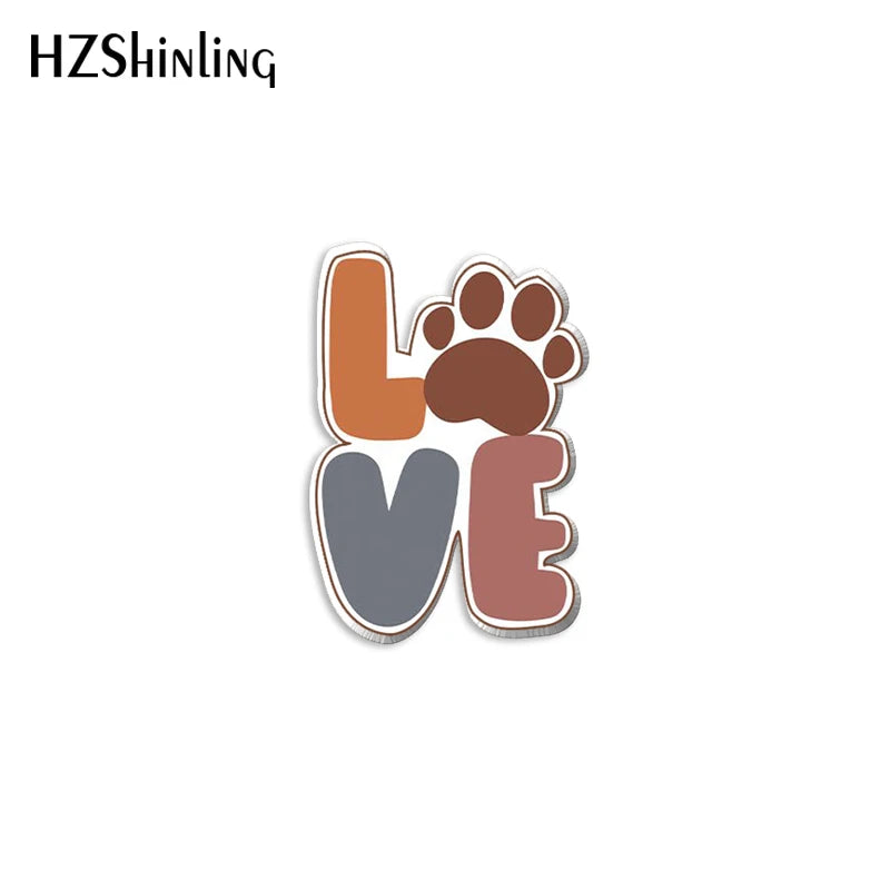 2023 New Dog Lover Acrylic Lapel Pin Heart Paw Epoxy Butterfly Clasp Pin Handmade Butterfly Brooch