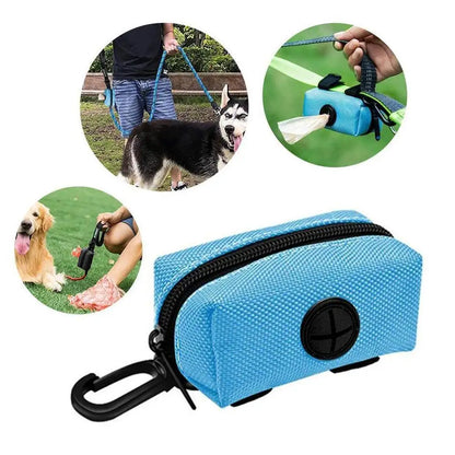 Dog Poop Bag Holder For Leash Doggie Waste Bag Dispenser Fabric Puppy Potty Carrier Small Doggy Zipper Pouch With Carabiner Clip