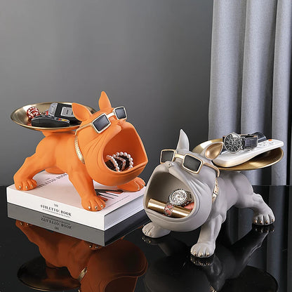 30cm Home Decor Bulldog Figurine Dog Statue Storage Box Animal Ornament Resin Craft Art Sculpture Figurine Home Puppy Sculpture