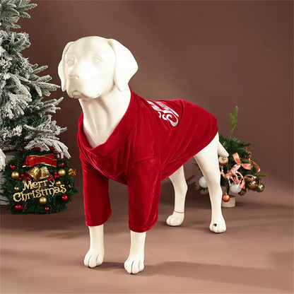Christmas Big Dog Pullovers Autumn Winter Warm Pet Clothes for Medium Large Dogs Samoyed Husky Sweater mascotas Velvet Clothing