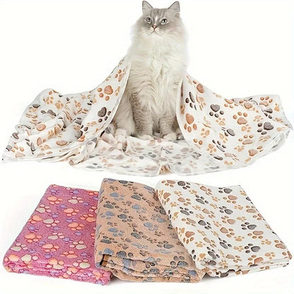 Soft Flannel Fleece Cat Dog Blanket Bed Mats Paw Foot Print Warm Pet Blanket Sleeping Beds Cover Mat For Dogs Cats Pets supplies