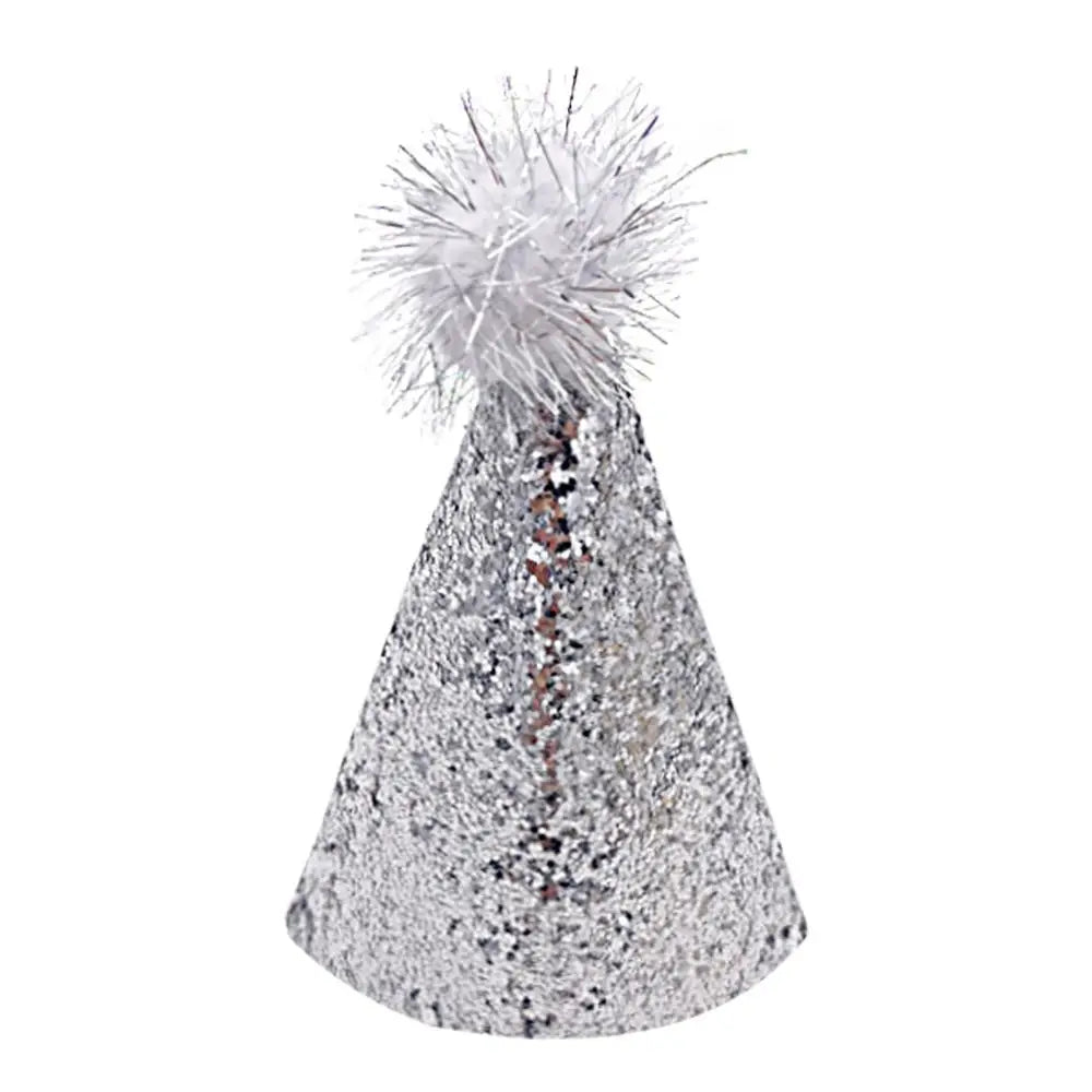 Cute Decorative Pet Birthday Hat Adjustable Foldable Dog Sparkling Hat with Ball Cat Headgear for Birthday