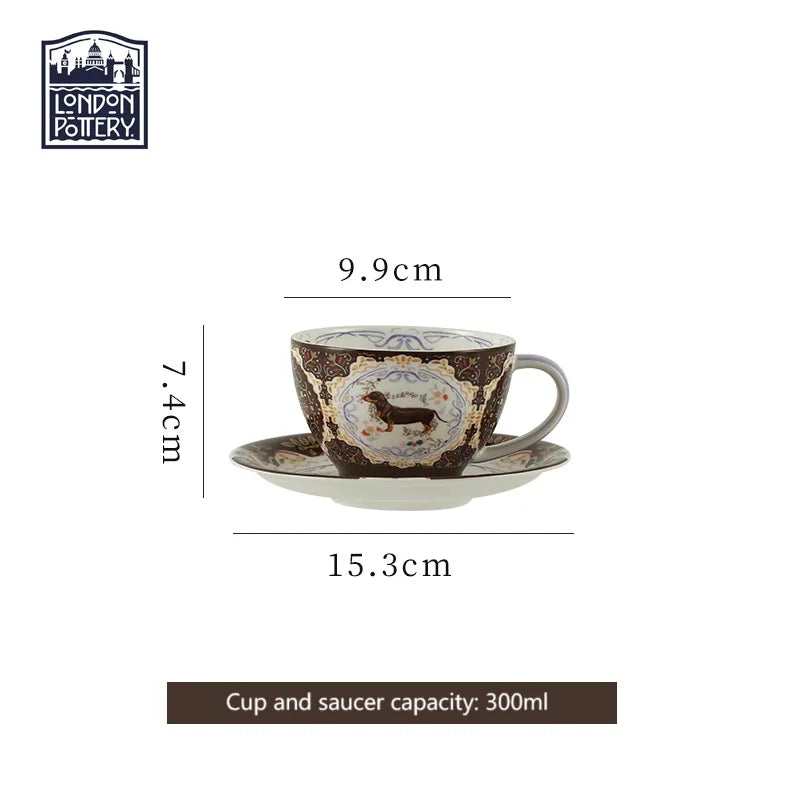 London Pottery 300ML Animal dog mug dish ceramics coffee cup tea Pair pottery tea cup set porcelain Cups for girlfriend gift