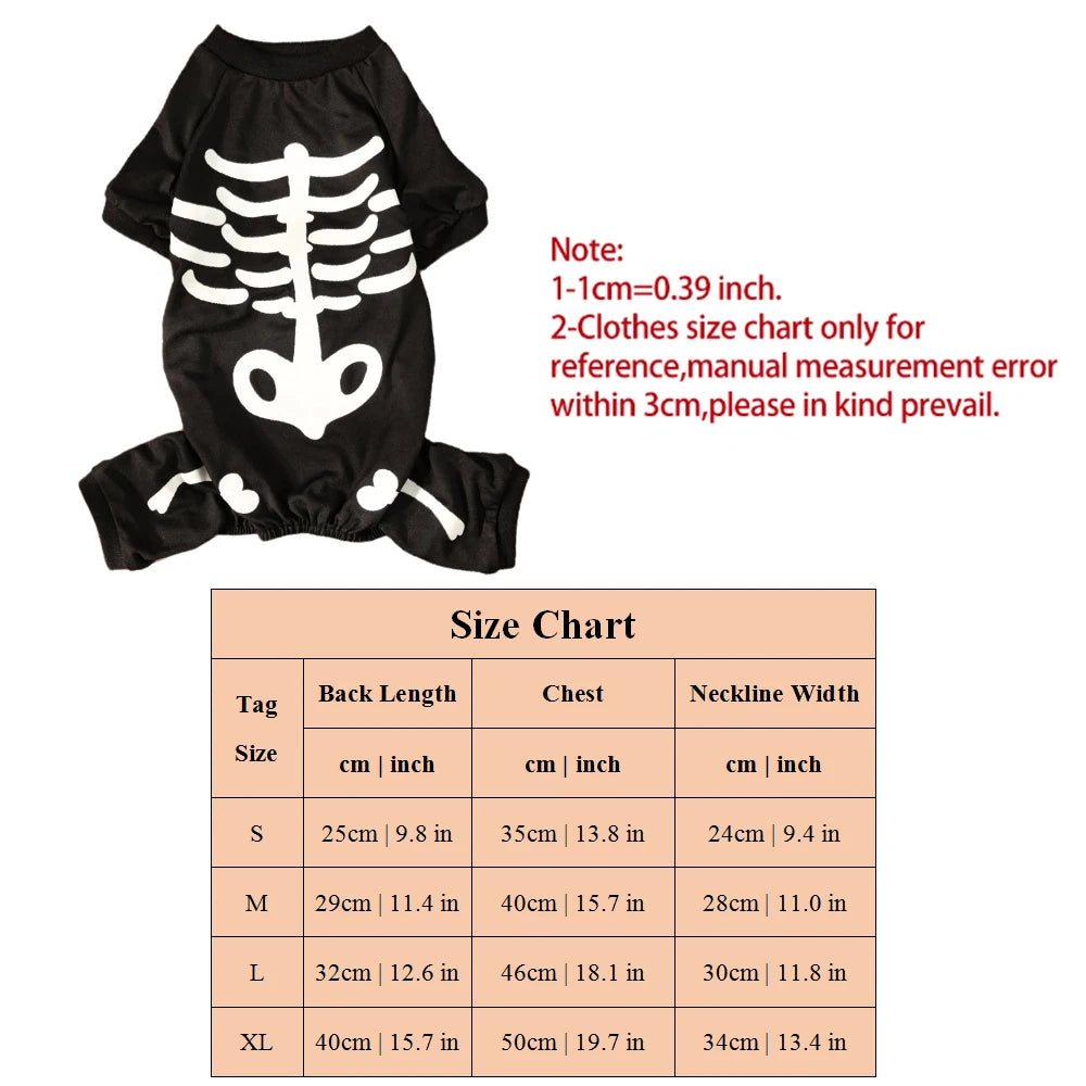 Luminous Halloween Pet Dog Clothes Skeleton Cosplay Dog Cat Sweatshirt Pet Dress Up Jumpsuits Cute Four Legged Puppy Coat