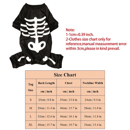 Luminous Halloween Pet Dog Clothes Skeleton Cosplay Dog Cat Sweatshirt Pet Dress Up Jumpsuits Cute Four Legged Puppy Coat