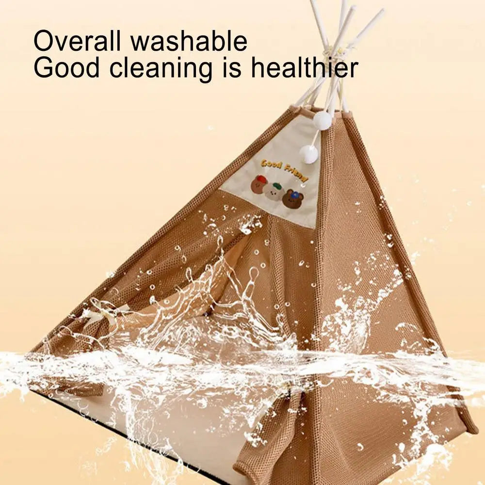 the GOOD BUDDY TEEPEE - Portable Pet Playpen, Breathable Mesh Foldable Dog Tent, Stable Structure Pet Teepee, Machine Washable Portable Indoor Doghouse