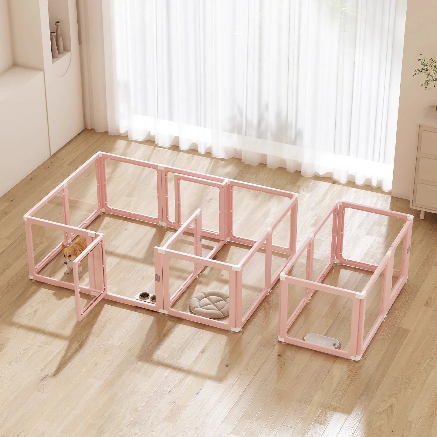 Minimalist Style Pet Supplies Pet Store Doghouse Acrylic Fence Small Pet Dog Interior Decoration Transparent Isolation Pet Bed