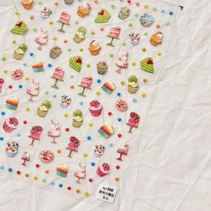 Colorful Balloon Cute Puppy Flower Cherry Bowknot Love Happy Dog Animal Self Adhesive Nail Art Sticker Decoration Manicure Decal