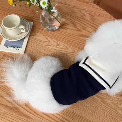 the SAILOR DOG - Sailor Collar Stripe Polo Shirt for Small and Medium Dogs, Puppy Clothes Sweatshirt, Cute Dog Vest T-Shirt