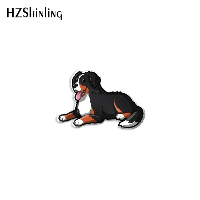 2023 New Bernese Mountain Dog Acrylic Lapel Pin Animal Epoxy Butterfly Clasp Pin Handmade Butterfly Brooch