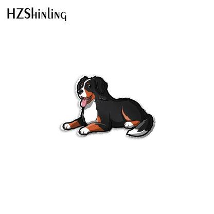 2023 New Bernese Mountain Dog Acrylic Lapel Pin Animal Epoxy Butterfly Clasp Pin Handmade Butterfly Brooch