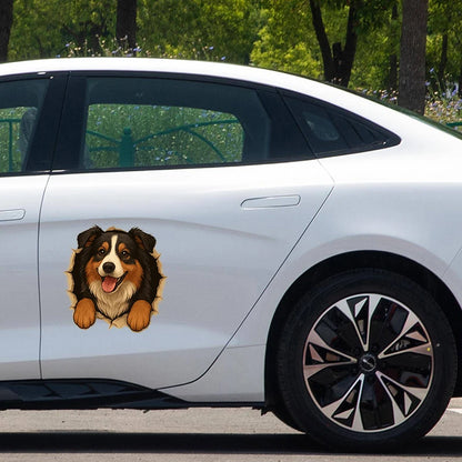 Australian Shepherd Car Sticker – Funny Peeking Dog Vinyl Decal, Waterproof Pet Lover Decoration for Vehicles,window,wall