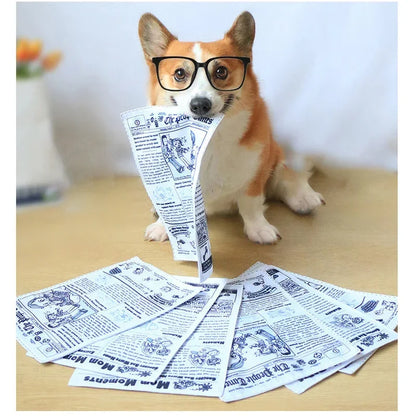 the NEWS DOG - Bite-Resistant Newspaper Dog Toys, Funny Squeaky Sounder, Sounding Paper Small/Medium Chew Dog Toys, French Bull, Easy Clean, Puppy