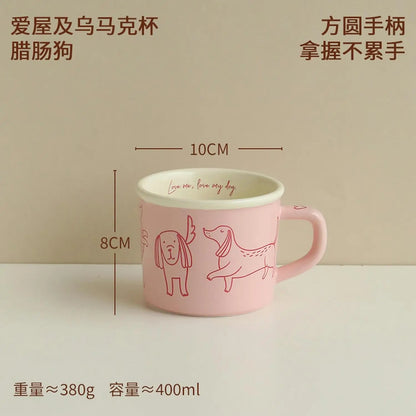 Cute Dachshund Dog Coffee Mug Funny Novelty Ceramic Tea Cup Dishwasher Microwave Safe Home Ideal Gifts for Men Women
