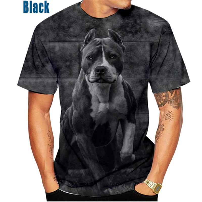 the PITBULL LOVE - Funny Pitbull Dog 3D Printed T-Shirt, Men/Women O-Neck Short Sleeve Tee Clothing, Kid Oversized Animal Print T-Shirt Tops