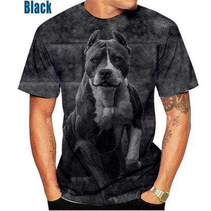 the PITBULL LOVE - Funny Pitbull Dog 3D Printed T-Shirt, Men/Women O-Neck Short Sleeve Tee Clothing, Kid Oversized Animal Print T-Shirt Tops