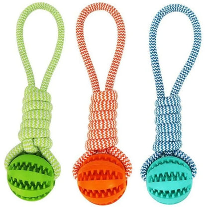 Dog Rope Ball Bite Resistance Training Ball with Rope Interesting Puzzle Teething Toy for Molar Teeth Cleaning Boredom Relieving
