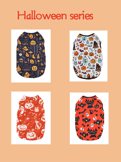 the PAWBOO HALLOWEEN VEST - 1 PC Halloween Pet Vest, Halloween Night Theme Sleeveless Printed T-Shirt, Cat & Dog Parties Style, Multiple Sizes Available