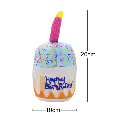 Pet Dog Toy Cute Birthday Cake Squeaky Toys Bite Resistant Bone Shape Stuffed Toy Cat Puppy Chew Toy Interactive Dog Accessories