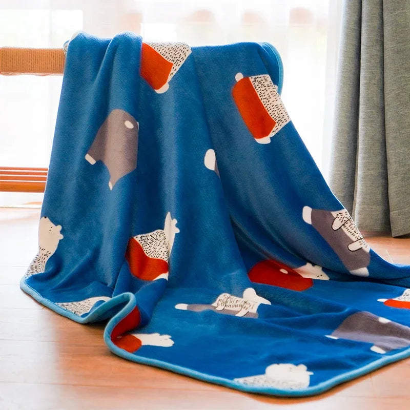 100x75cm Warm Pet Beds Cover Mat Thickened Coral Fleece Dog Blanket Soft BullDog Printed Quilt  Pet Sleeping Blanket Pet Mat