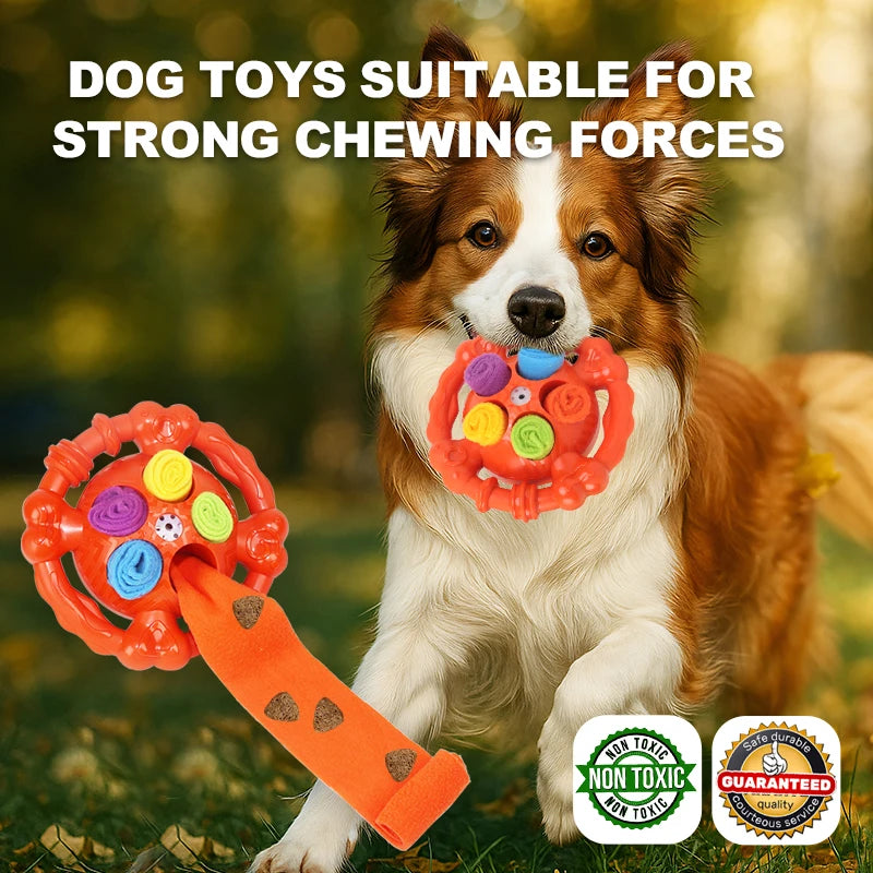 Dog Interactive Toy Colorful Tug Chew Ball with Treat Hiding Ropes, Beef Flavor, Fun Sound Play, Pet Training Stress Relief