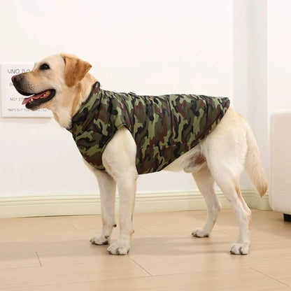 Winter Warm Big Dog Clothes Camouflage Sleeveless Pet Vest Jacket Windproof Large Dog Coat Zipper D-ring 4XL-6XL Puppy Outfits
