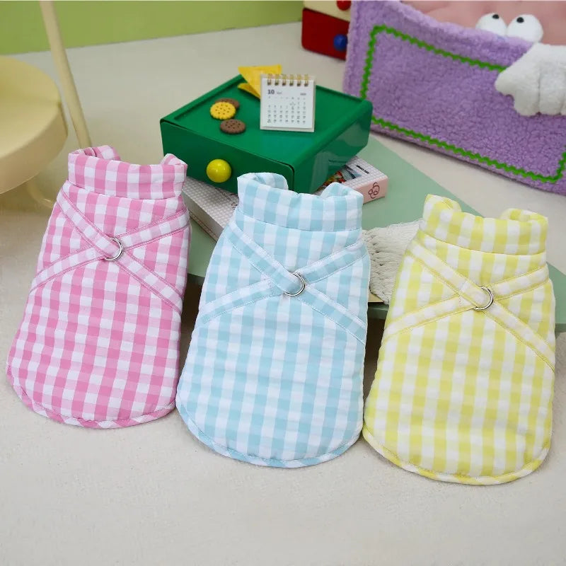Warm Winter Pet Dog Clothes Plaid Parkas Dog Outdoor Coat Traction Pet Coat Vest Teddy Bear Small Dog Jackets Puppy Clothing