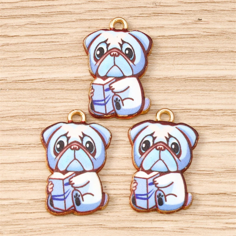 10pcs 15x22mm Cartoon Animal Charms Enamel Dog Charms for Jewelry Making Earrings Pendants Necklaces Bracelets DIY Crafts Supply