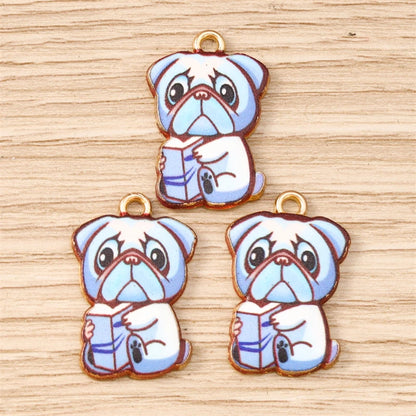 10pcs 15x22mm Cartoon Animal Charms Enamel Dog Charms for Jewelry Making Earrings Pendants Necklaces Bracelets DIY Crafts Supply