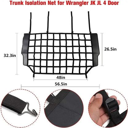 Pet Isolation Net Safety Mesh Dog Barrier for Wrangler JK JL 4 Door 2007-2023 Secure Behind Rear Seat