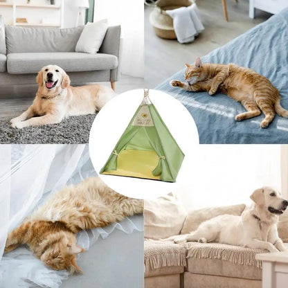 the GOOD BUDDY TEEPEE - Portable Pet Playpen, Breathable Mesh Foldable Dog Tent, Stable Structure Pet Teepee, Machine Washable Portable Indoor Doghouse