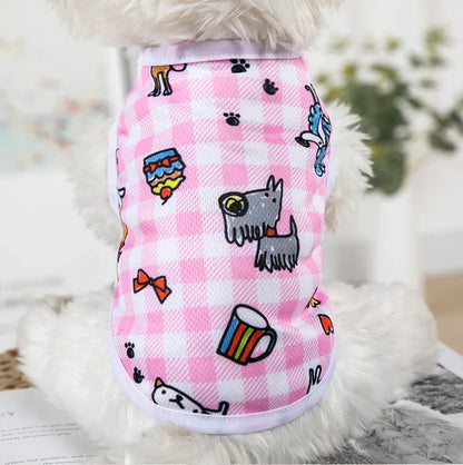 Quick-drying Yorkie Dog Vest Dog Tank Top Summer/Spring Cartoon Hoodie Chihuahua Dog Clothes French Bulldog Puppy Dogs/Cat Shirt