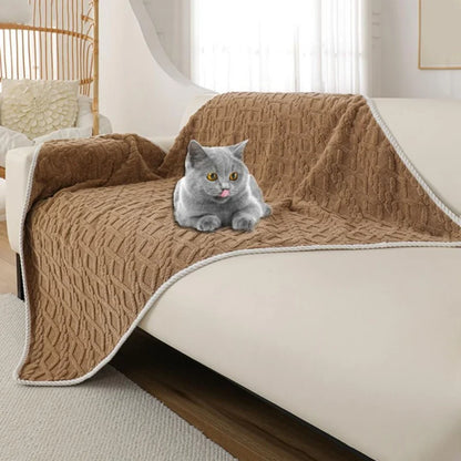 Solid Color Pet Blanket Cozy Pet Plush Blanket Thick Waterproof Bed Throw for Winter Machine Washable Sleeping Quilt for Dogs