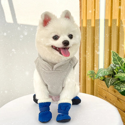 the SNOW DOG SLIPPERS - 4PCS Winter Waterproof Warm Non-Slip Snow Boots for Small Breeds Dogs, Puppy Outdoor Walking Dog Socks, Bootie Pet Paw Care