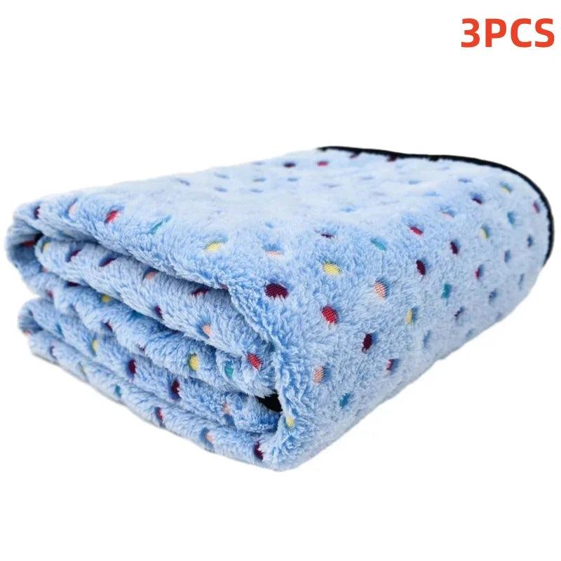3PCS Soft Fluffy Pet Blanket Cute Dot Pattern Cozy Warm Blanket Cat Dogs Bed Small Large Dogs Mat Cover Pet Supplies Dog clothes
