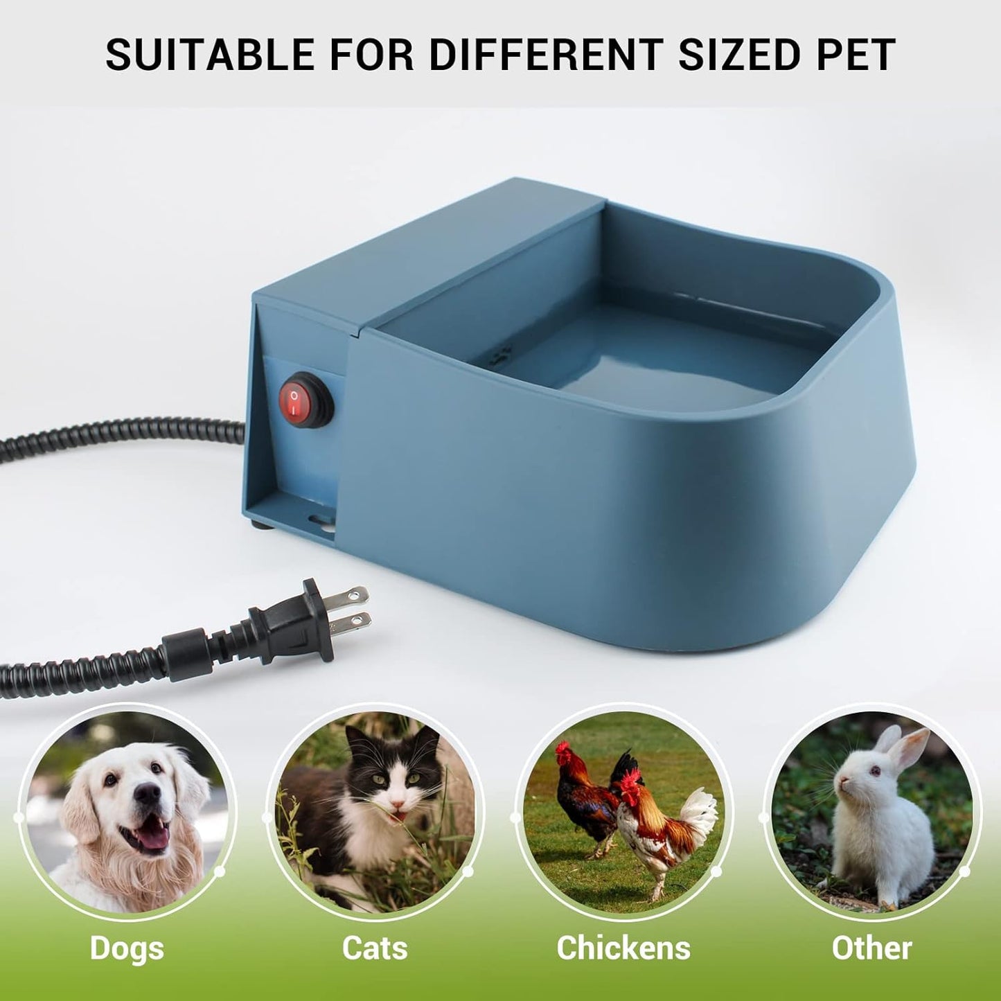 Heated Automatic Water Bowl for Dogs,Heated Dog Automatic Filling Outdoor Bowl,Heated Auto Waterer for Dog,Cats,Chickens,Animals