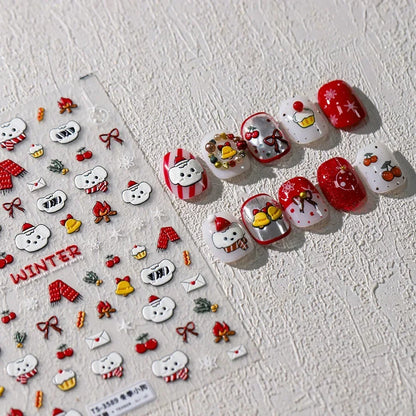 Colorful Balloon Cute Puppy Flower Cherry Bowknot Love Happy Dog Animal Self Adhesive Nail Art Sticker Decoration Manicure Decal