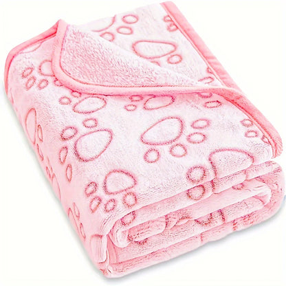 Pink Soft Fluffy Pet Blanket with Paw Print  Warm Comfortable Dog Cat Blanket Mat for Bed or Sofa High Quality Pet Accessories